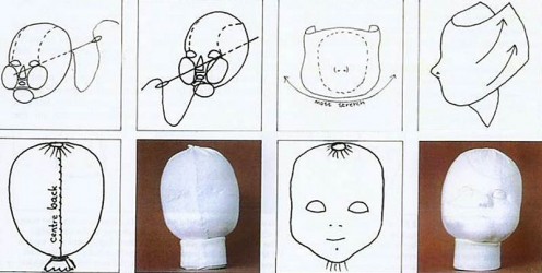Утяжка лица текстильной куклы подробно